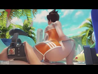 tracer reverse cowgirl on the beach overwatch (blender animation w/sound)